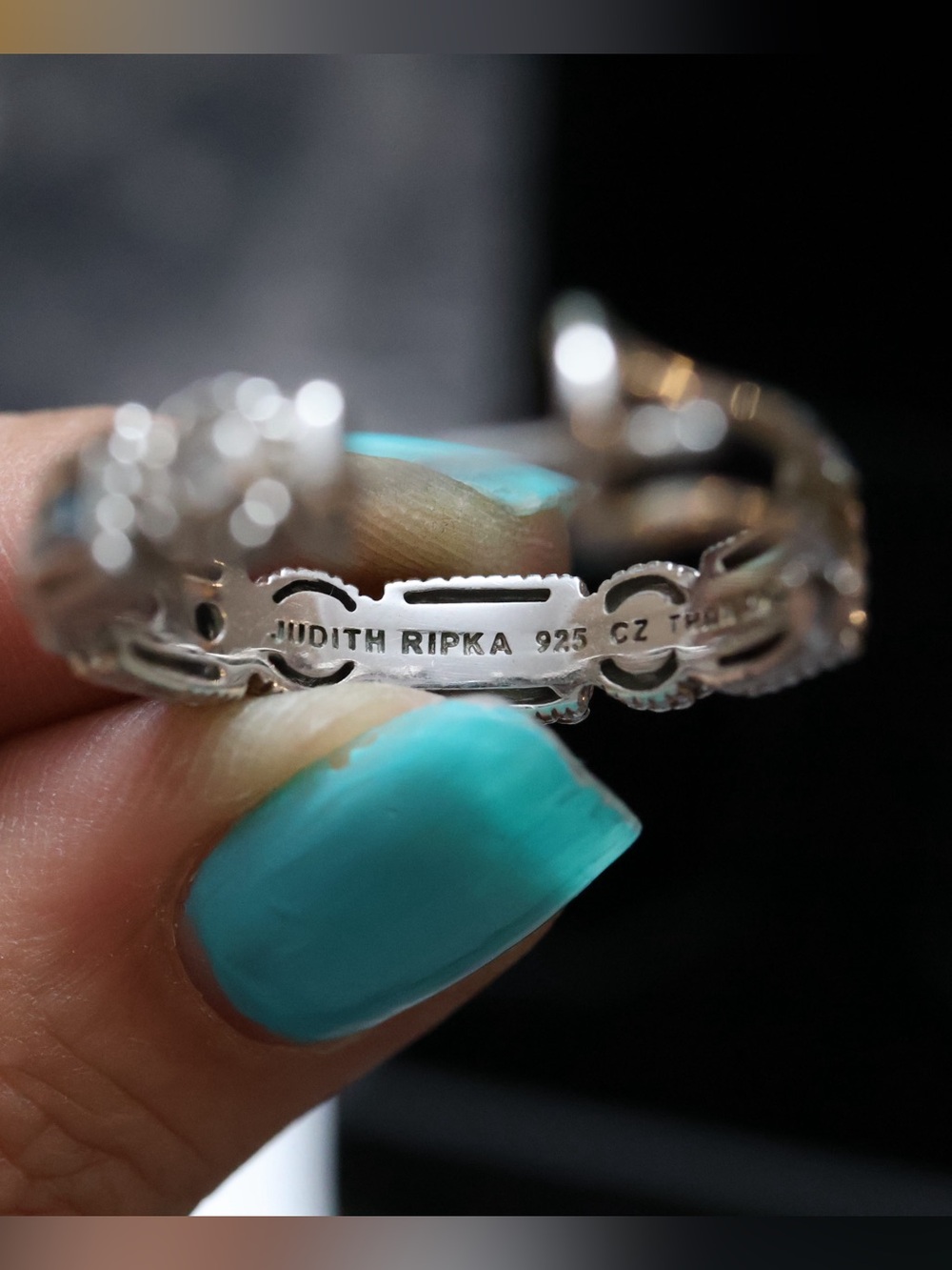 Judith Ripka hoops w blue stone accent - Picture 5 of 6